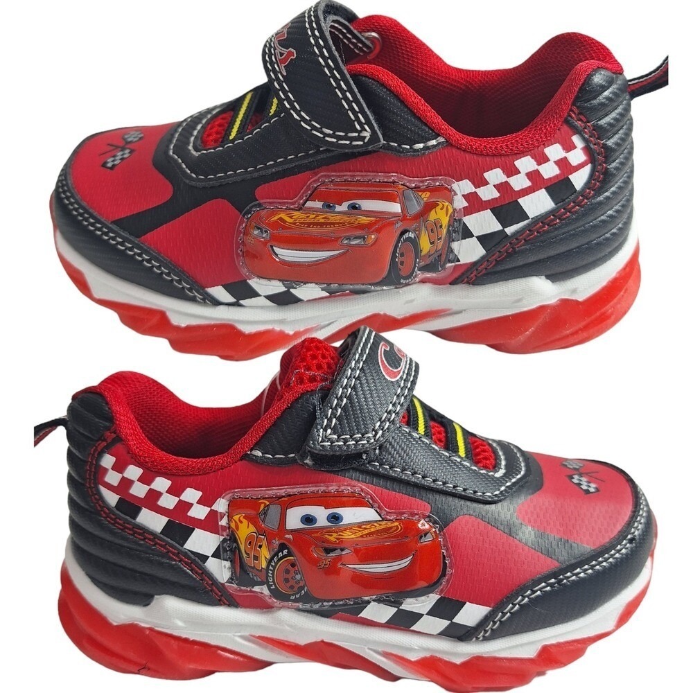 Cars Disney Pixar Boys Light-Up Shoes‎ Sneakers Toddlers Black/Red Size 7 New